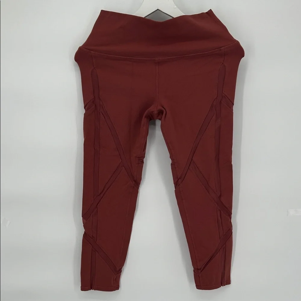 Alo Yoga High Waist Sculpt Mesh Leggings Rust Brown Size M - Picture 3 of 8